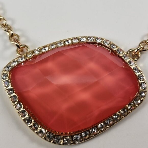 RSVP 18+3.5" Gold-tone Salmon Pink Stone Sparkling Crystal Necklace - Women - Picture 3 of 10
